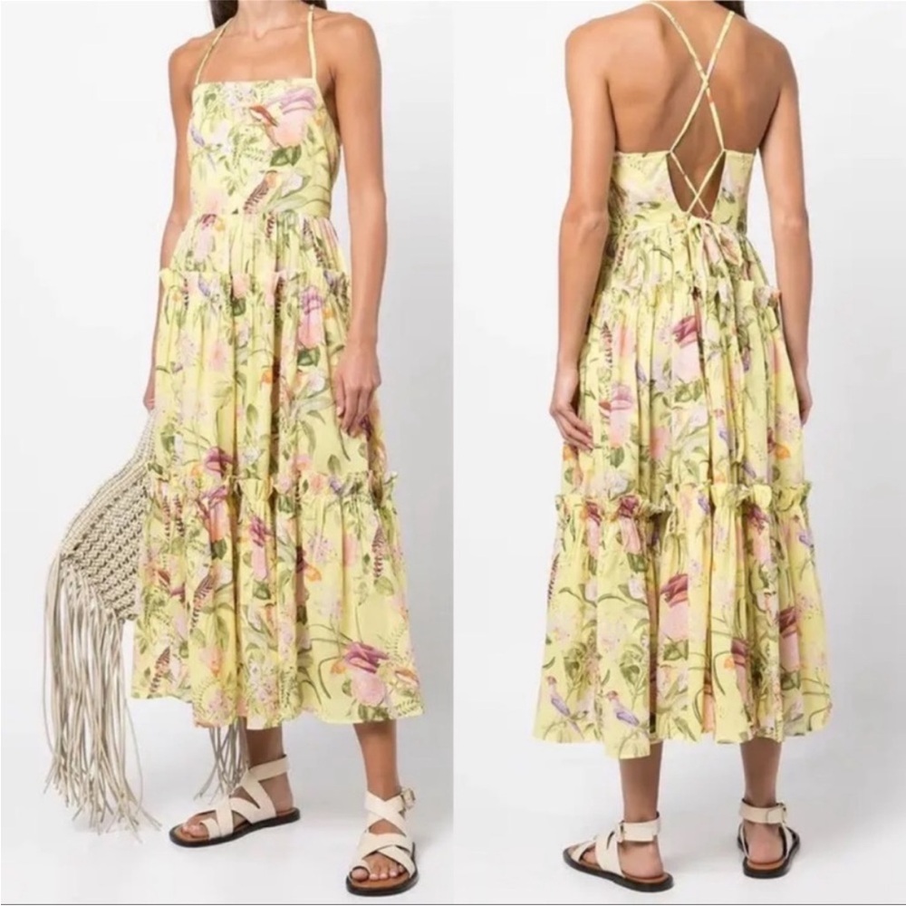 Cara Cara Yellow Ruffled Tiered Sundress